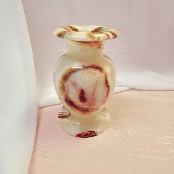 Vintage Natural Onyx Marble Vase, Neutral Tones - Picture 1 of 6